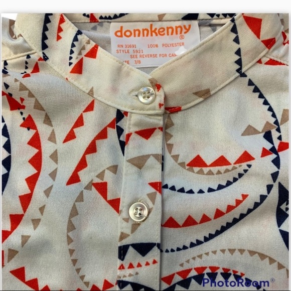 Vintage DONNKENNY Women's Polyester 70s Blouse 7/8 Single Stitch Elastic Arms - Picture 7 of 16